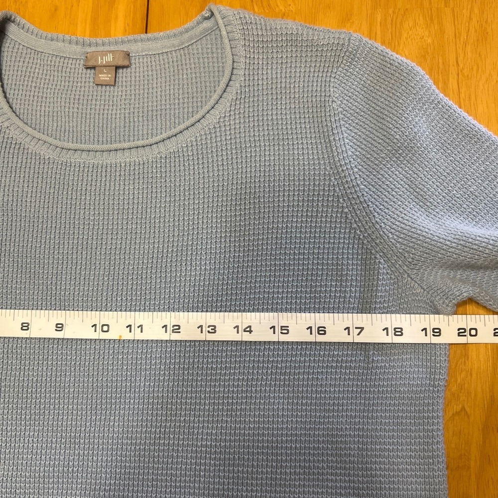 J. Jill Womens Light Blue Waffle Knit Long Sleeve Crew Neck Sweater Large - Picture 4 of 6
